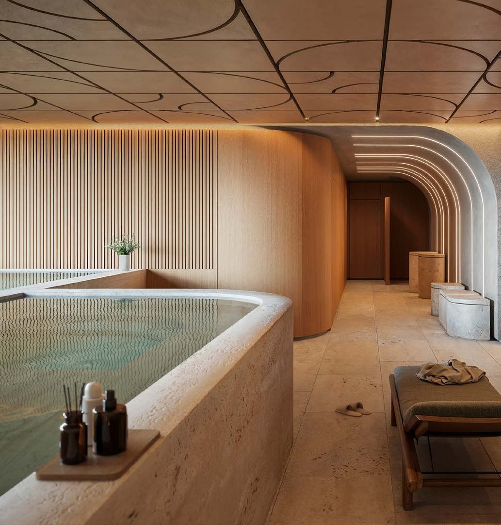 Spa do Atto by Pininfarina assinado pelo W Spa, com piscina aquecida e espreguiçadeiras